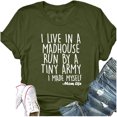 thumbnail image 2 of B91xZ T-Shirt Femme Mi-Long Manches Courtes Grande Taille Col Rond Décontracté, Vert Armée TG, 2 of 5
