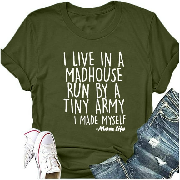 Aayomet Sparkly Tops For Women T Shirts Women Cute Graphic Blessed Shirt Funny Inspirational Teacher Fall Tees Tops,Army Green M