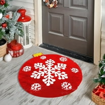 Clearance!Christmas Bathroom Rugs 23 Inch Washable Round Bath Mats Winter Red White Candy Bath Mats Area Non Slip Absorbent Carpets Doormat with Backing for Tub Living Dining Holiday Bedroom
