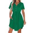 thumbnail image 1 of WRKEKC Liquidation d'Été! Robes d'Été pour Femmes 2025, Robes Décontractées pour Femmes, Robe d'Été Décontractée Col en V Manches Courtes Robes à Cordon avec Poches, 1 of 8