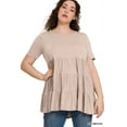 thumbnail image 4 of Zenana Women & Plus Summer Casual Short Sleeve Tiered Ruffle Tunic Peplum Tank Top, 4 of 4