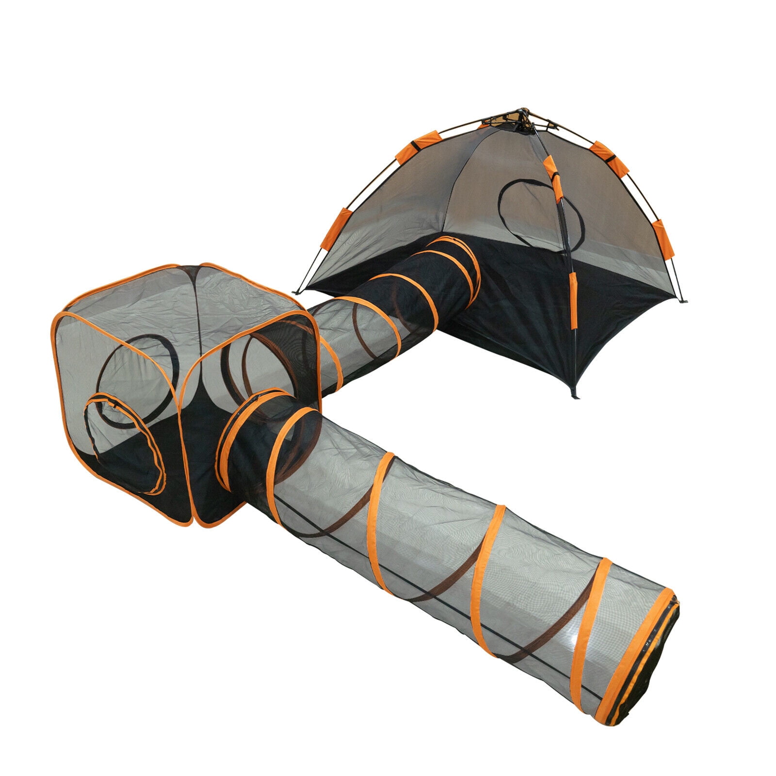 Foldable Cat Playpen With Tunnel - Outdoor & Indoor Enclosure Tent For Kittens, Puppies & Small Pets-1135947