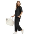 thumbnail image 4 of Ronuti Two Piece Sets for Women Summer Outfits Oversized Wide Leg Crop Pants Lounge Sets Airport Beach Vacation Clothes, 4 of 9