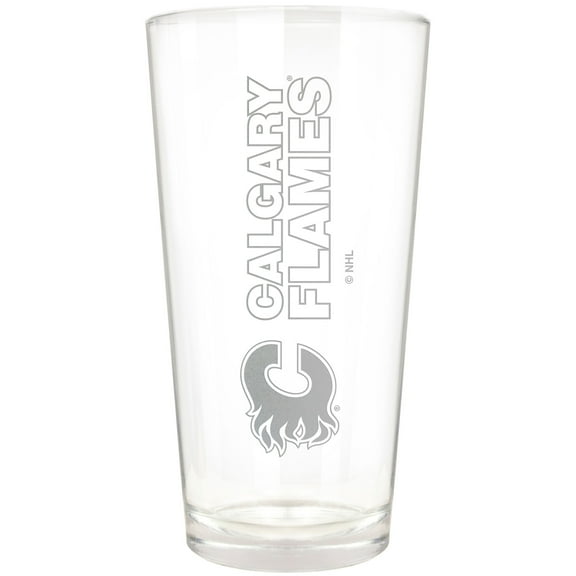 Calgary Flames Etched 16oz. Vertical Rally Cry Pint Glass