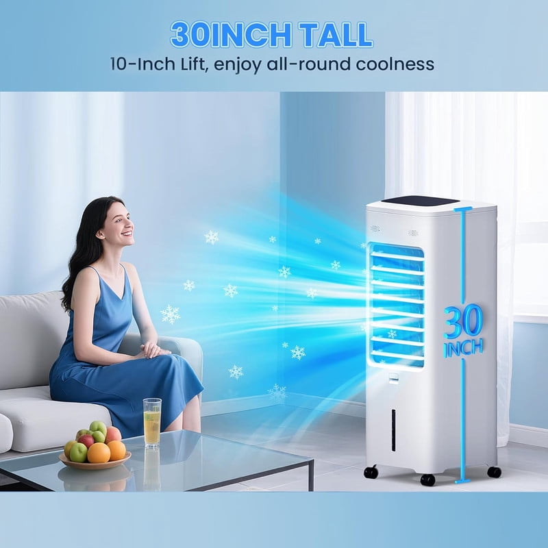 Windowless Air Conditioner Portable with Aroma Box, 30" Ventless Swamp Cooler with Remote, 2Gal Water Tank, 3 Modes&3 Speeds, 7H Timer, 4IN1 Evaporative Air Cooler for Indoor Room Bedroom Home