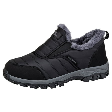 

nsendm Female Shoes Adult Womens Winter Walking Boots Warm and Thickened Couple Style Fashion Simple Comfortable Thick Bottom Slip On Winter Boot BK1 7.5