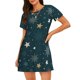 thumbnail image 1 of Fotbe Christmas Snowflake Bata de Dormir para Mujer con Estampado, Camisón de Algodón de Manga Corta, Ropa de Dormir Casual, 1 of 6