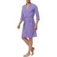 thumbnail image 4 of INSPIRE CHIC Men's Waffle Spa Robe Solid Color Sleepwear Long Sleeves Bathrobe XS Purple, 4 of 5