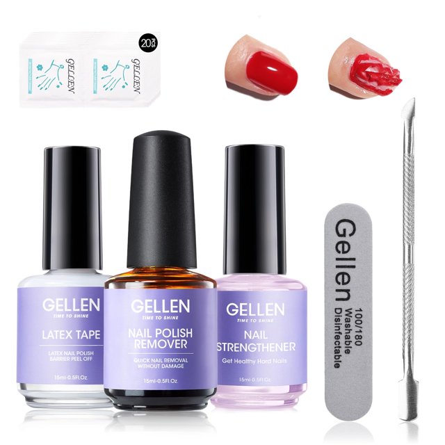 Kit quitaesmalte en gel GELLEN para uñas con fortalecedor de uñas