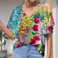 thumbnail image 2 of Camiseta de manga corta suelta con cuello en V y estampado informal a la moda de verano para mujer Pompotops hkajfhjk471290, 2 of 5