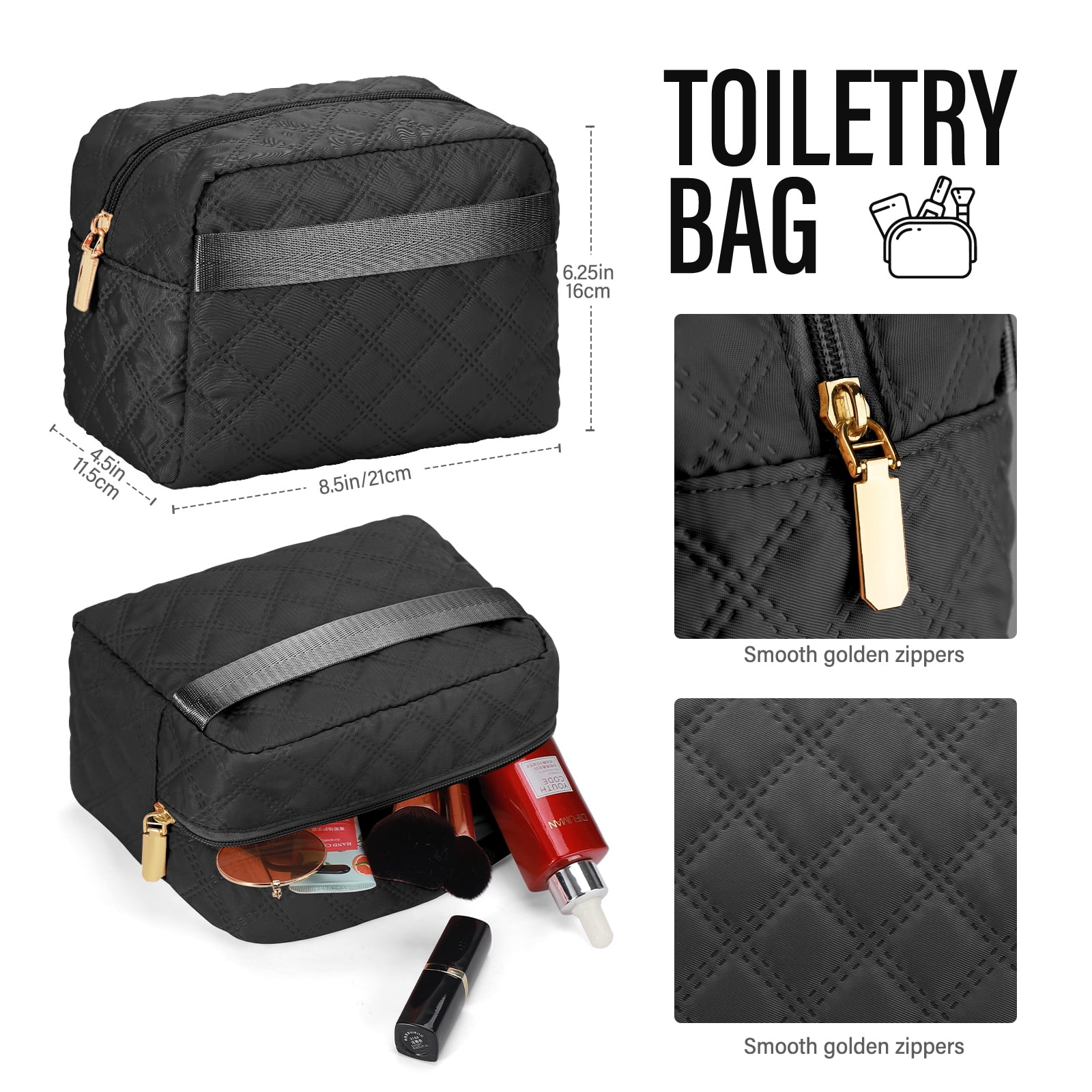 Livhil 2pcs Womens Overnight Bag, Carry on Weekender Bag with Shoe Compartment for Business Trips Sport Hospital, Black