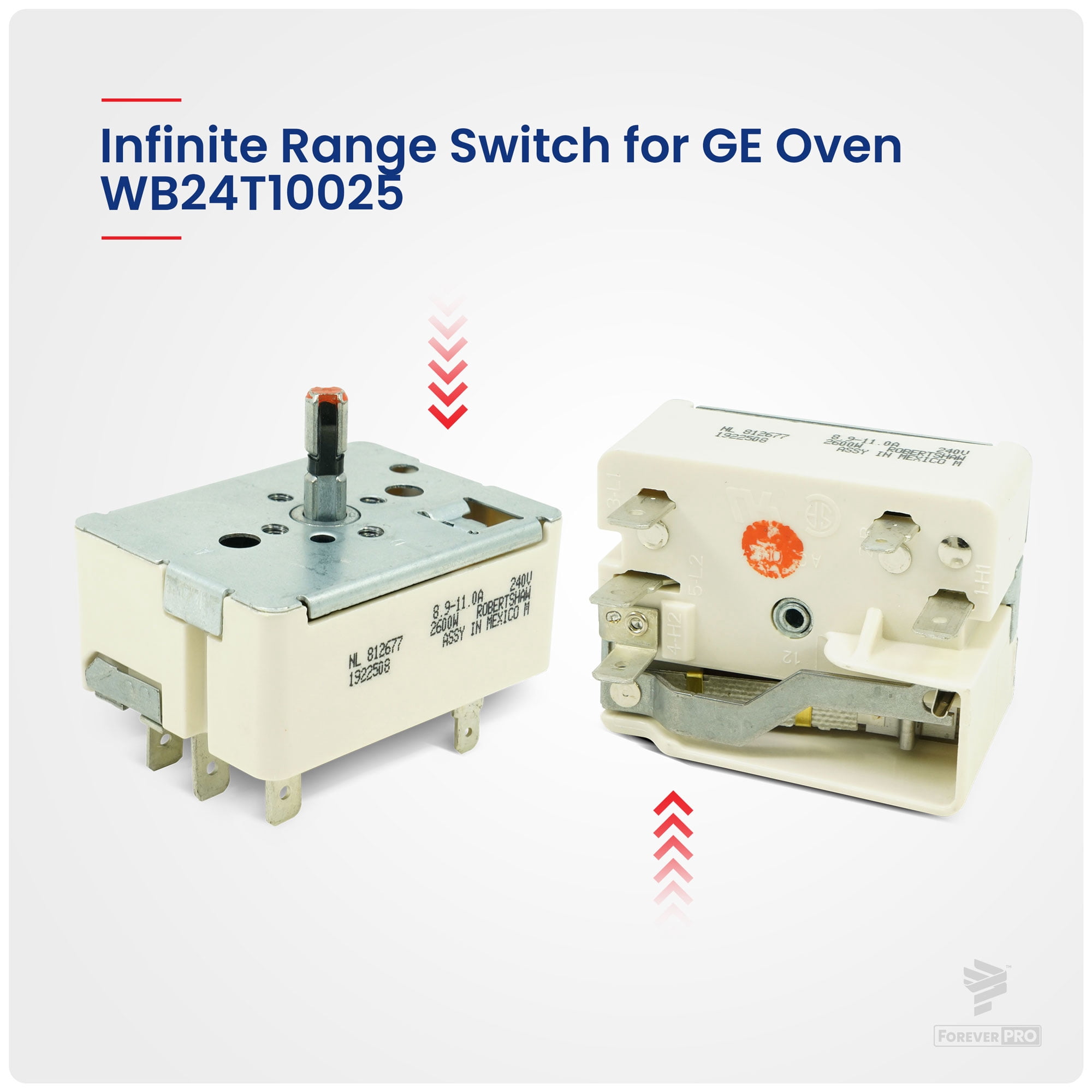 ForeverPRO WB24T10025 8 Inch Infinite Switch for GE Range WB24T10025-25PK