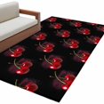 thumbnail image 2 of Summer Cherry Washable Area Rugs 2.7'x5', Watercolor Fruit Modern Farmhouse Black Background Low Pile Throw Living Room Rug Non-Slip Sturdy Edge Binding Carpet for Indoor Entryway Bedside Kitchen, 2 of 9