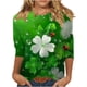 thumbnail image 2 of RKSTN 3/4 Length Sleeve Womens Tops Oversized Crewneck St Patricks Day Lucky Shamrocks Graphic Print T Shirt Womens Casual Plus Size Round Neck Loose Irish Festivities Three Quarter Sleeve Shirt, 2 of 6