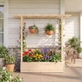 thumbnail image 4 of Costway 1 PCS Wooden Raised Garden Bed with Trellis & Hanging Roof, Drainage Holes for Plants Natural, 4 of 10