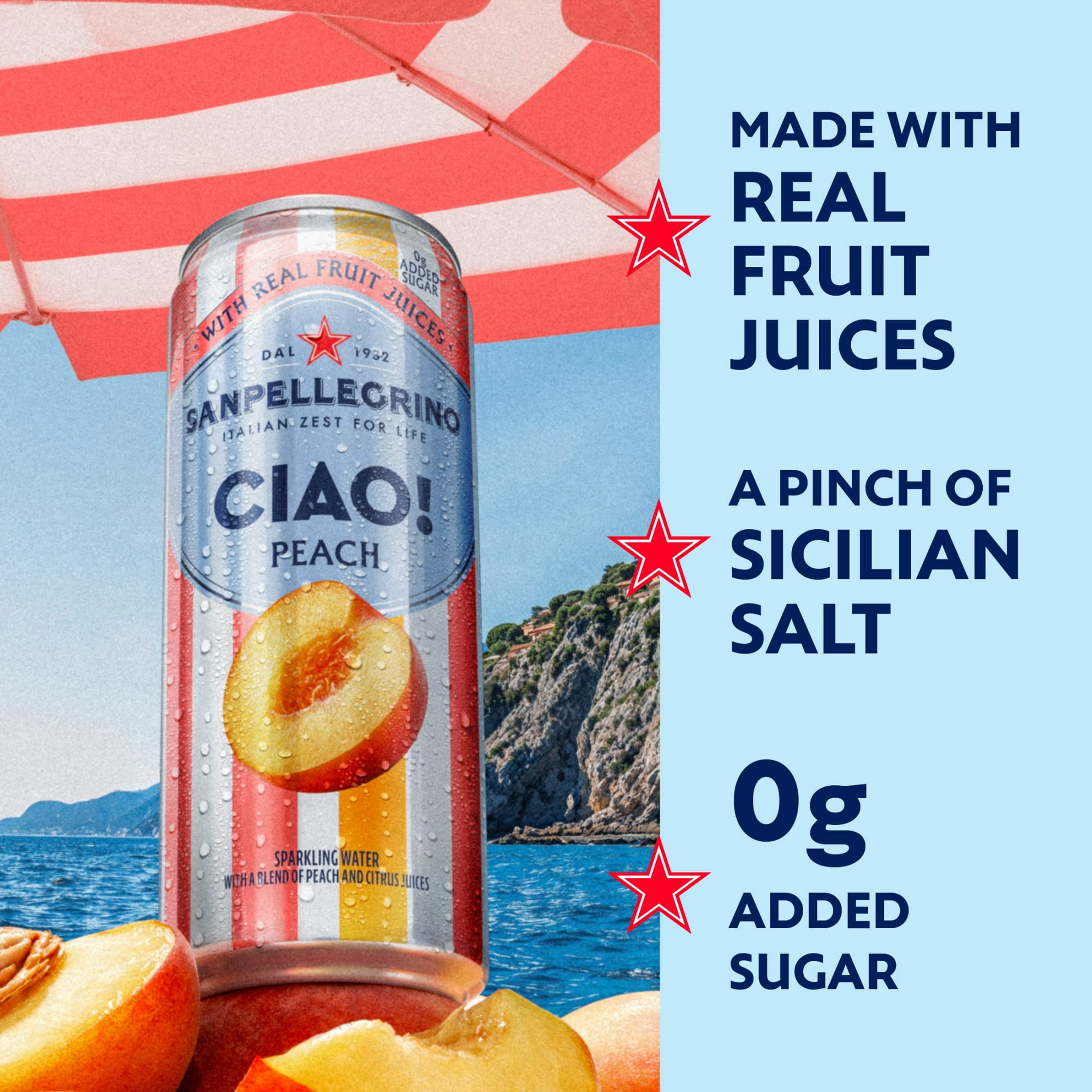 (Pack Of 4) San Pellegrino Water Sparkling Ciao Peach 6 Pack 66.9 Fo