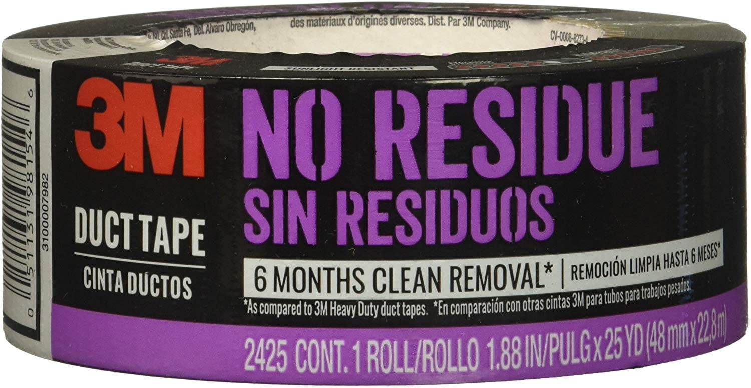 3M No Residue Duct Tape, 2425-HD, 1.88 Inches by 25 Yards