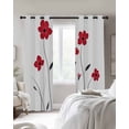 thumbnail image 2 of Blackout Curtains for Bedroom, Red Spring Floral Room Darkening Window Drapes for Living Room, Pastoral Summer Botanical Elegant Thermal Insulated Grommet Curtains, 42x84 inch, 2 Panels, 2 of 9