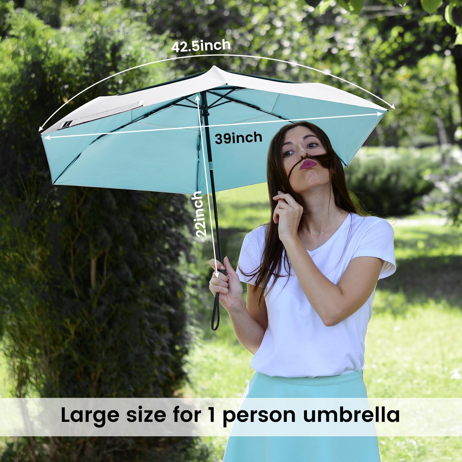 G4Free Travel Umbrella Ultralight UPF 50+ UV Protection Compact Sun Umbrella, Double Canopy Super Slim Small Portable Automatic Anti-bounce Close
