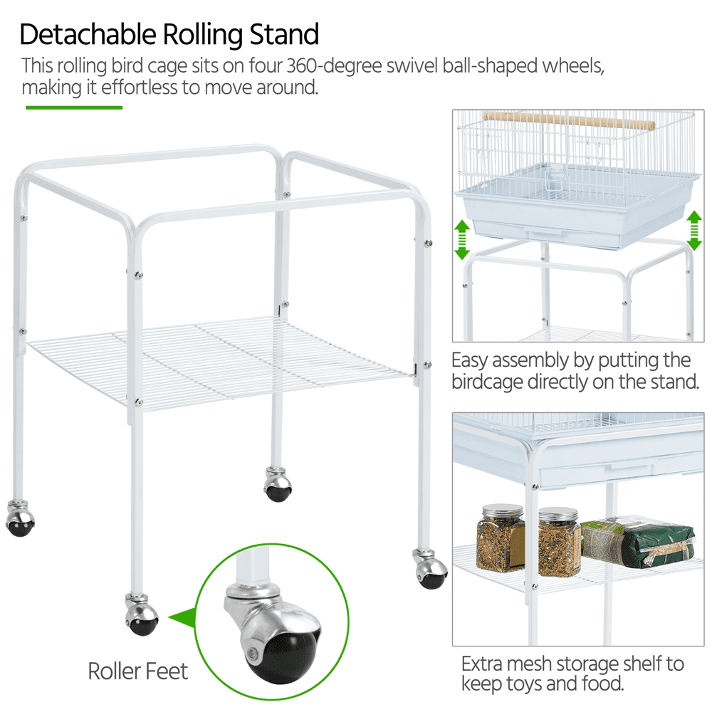 Yaheetech 53.5-inch Open Top Metal Birdcage with Detachable Stand, White
