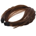 thumbnail image 3 of Pelucas sintéticas de moda con diadema y flequillo frontal para mujeres y niñas (castaño claro), 3 of 8