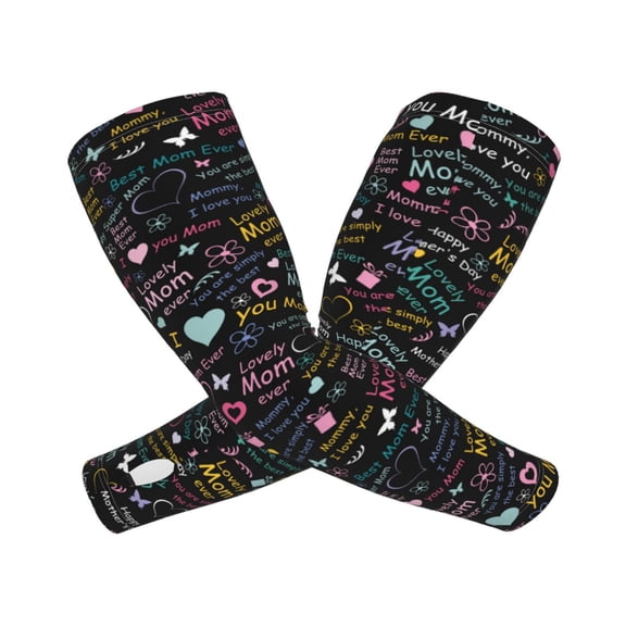 Picia I love you Mom Arm Sleeves for Men and Women - Tattoo Cover Up UPF 50  Cooling Sports Sleeve for Basketball Golf Football-One Size
