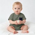thumbnail image 2 of Fesfesfes Baby Toddler Boys Girls Short Sleeve Cotton Blend Bodysuit Romper, Solid Color Crewneck Summer Outfit for Daily Play Wear Kids Aged 0-18 Months Old., 2 of 6