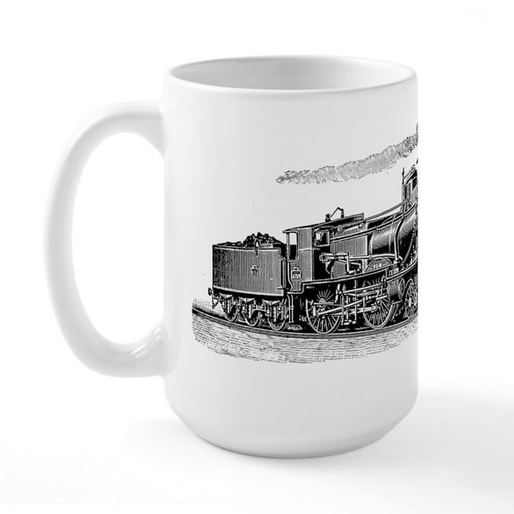 CafePress - VINTAGE TRAINS Large Mug - 15 oz Ceramic Large White Novelty Mug