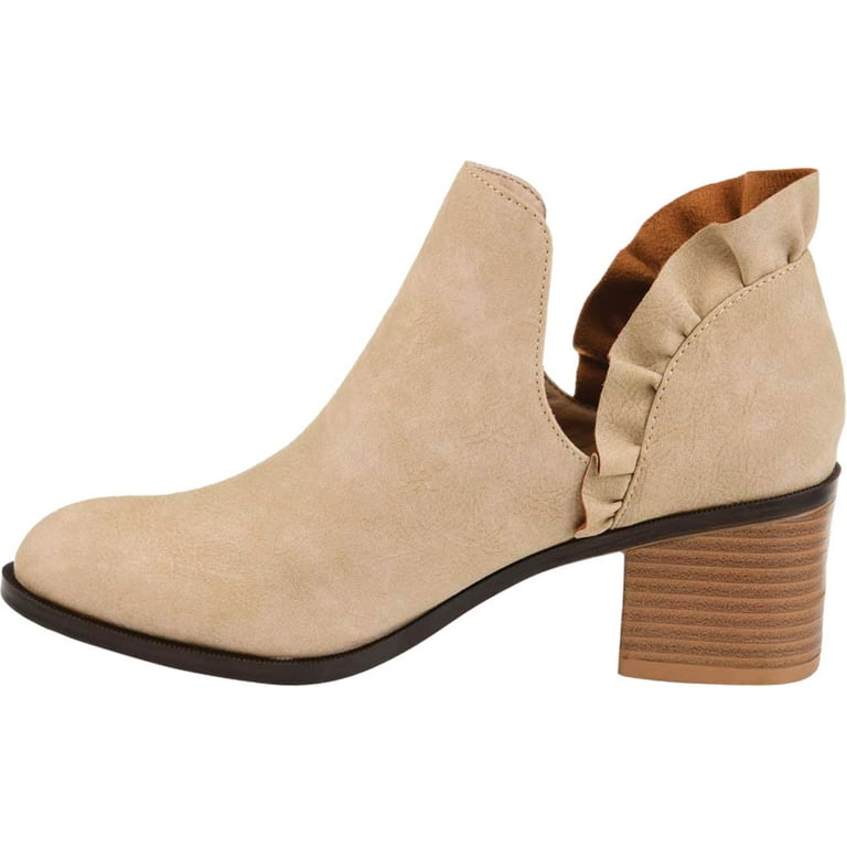 Women s Journee Collection Lennie Ankle Bootie Taupe Faux Leather