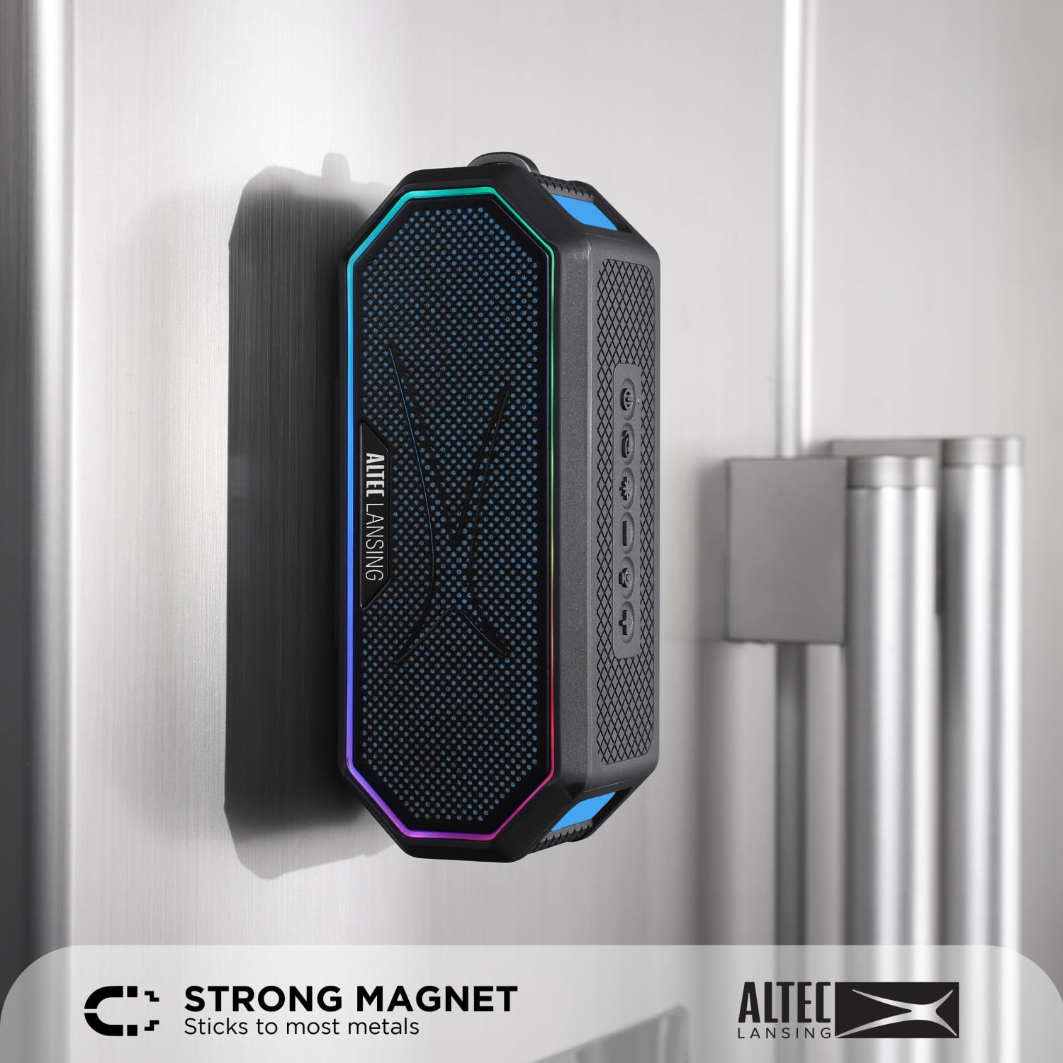 Altec Lansing Hydra Jolt 2.0 Everything Proof Bluetooth Speaker, Waterproof IP67,LED Lights, USB-C Quick Charge, Power Bank, Built-in Magnet