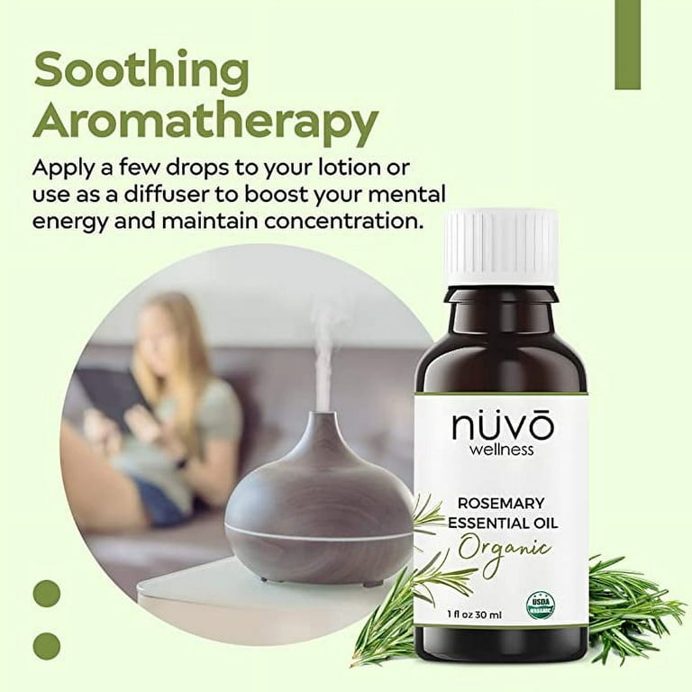 Nuvo Wellness Organic Rosemary Oil - Pure Rosemary Oil 30ml - Use for Hair Skin and Nails - Oils for Diffusers, Gold