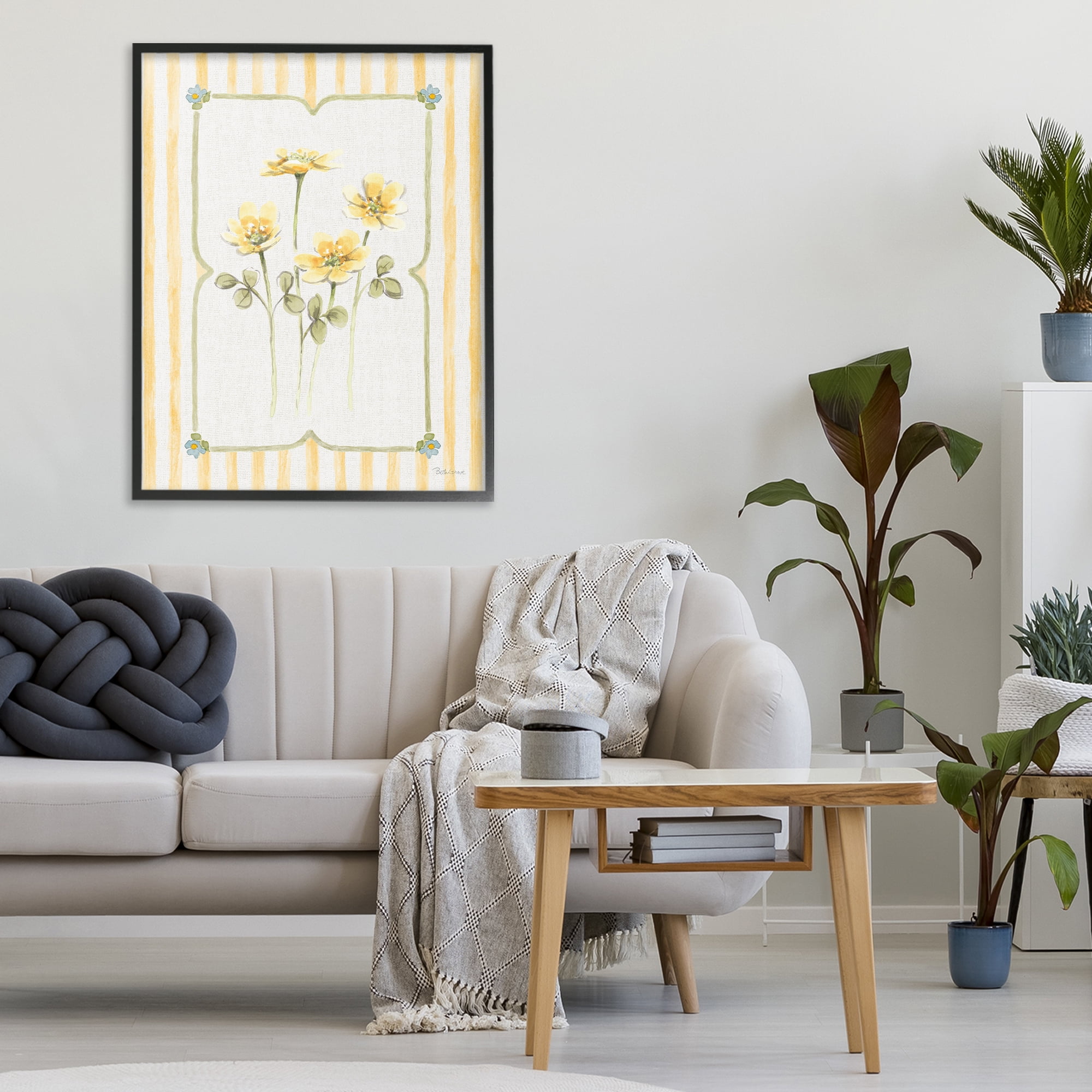 Stupell Industries Sweet Honey Florals Black Framed Giclee Art, design by Beth Grove