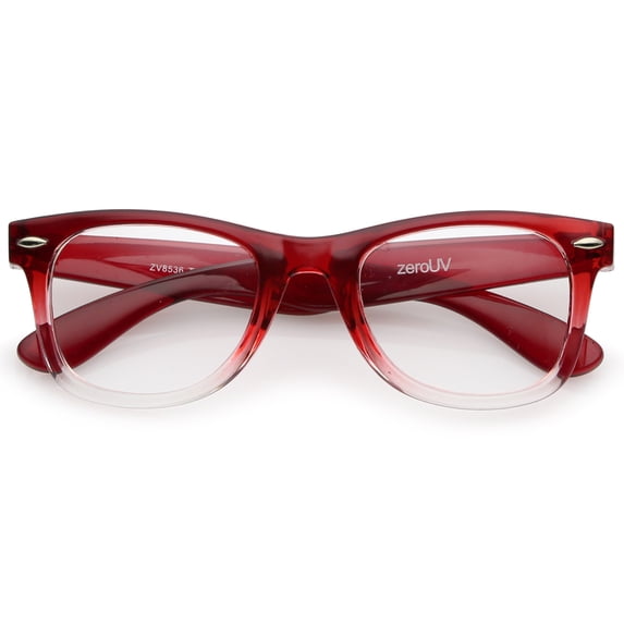 sunglassLA Unisex Classic Thick Square Clear Lens Horn Rimmed Eyeglasses 50mm (Red-Fade / Clear) - 50mm