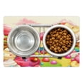 thumbnail image 1 of Modern Pet Mat for Food and Water, Yummy Donuts Land Cupcakes Ice Cream Cotton Candy Clouds Kids Nursery Design, Non-Slip Rubber Mat for Dogs and Cats, 18" X 12", by Ambesonne, 1 of 2