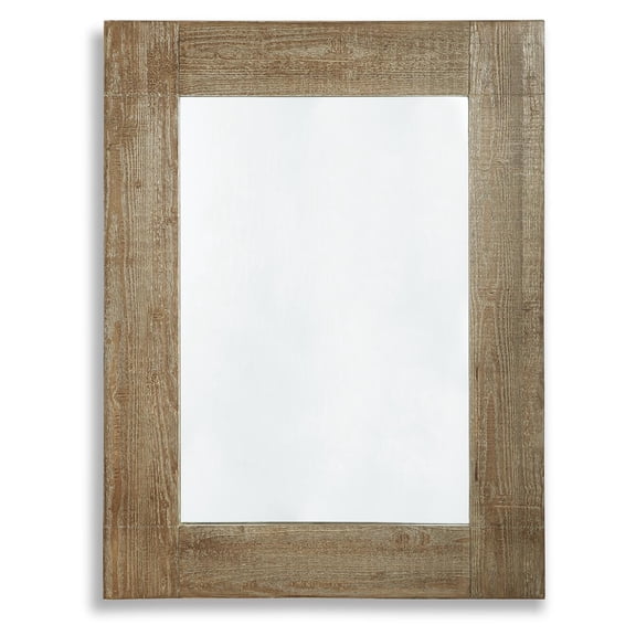Signature Design by Ashley Casual Waltleigh Accent Mirror Distressed Brown