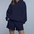 thumbnail image 4 of Breezora Women's Oversized Hoodie And Shorts Set 2025 Trendy Matching Sweatsuit For Gym Or Casual L Size Navy, 4 of 7