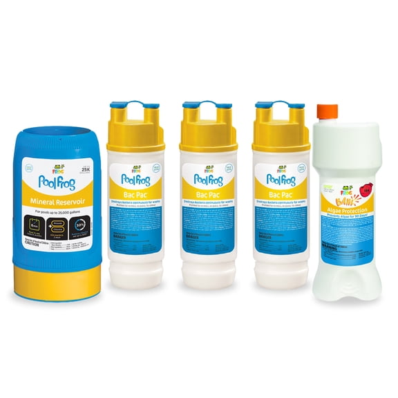 FROG Pool Mineral Reservoir Series 6100 Replacement with 3 Bac Pac Replacements & BAM Algae Protectant - Pool Cleaner & Sanitizer for Easy Maintenance - Mineral Reservoir 6100, 3 Bac Pacs, and BAM