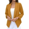 thumbnail image 1 of Gureui Women's Elegant Blazer, Solid Color 3/4 Sleeve Lapel No Buttons Cardigan Cropped Jacket Suit Slim Fit Business Coat Formal Occasion Uniforms, 1 of 8