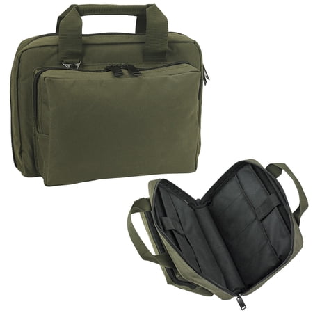 Water-Resistant Sports Pistol Case | 600D Polyester | Lockable Double Zipper | 8 Magazine Pockets | Universal Portable Design | Olive Green