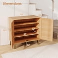 thumbnail image 3 of Costway 2-Door Shoe Cabinet with Ventilated Woven Doors & 3 Removable Shelves for Entryway, 3 of 10