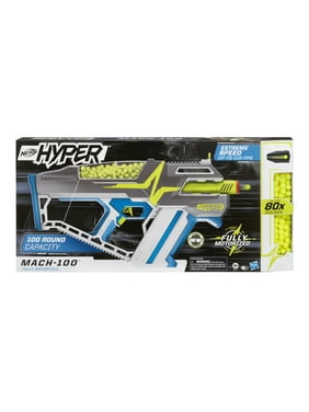 Nerf Hyper Mach-100 Fully Motorized Blaster and 80 Nerf Hyper Rounds, 110 FPS Velocity