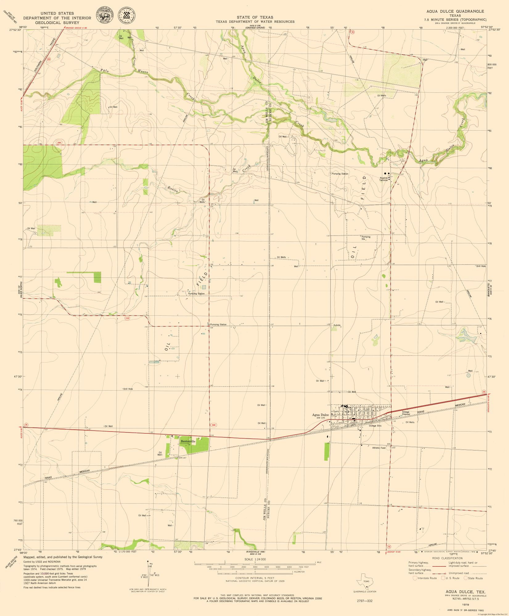 Agua Dulce Texas Quad USGS 1979 23 x 27.86