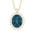 thumbnail image 3 of Rosec Jewels London Blue Topaz Pendant Necklace with Chain - 2.5 Ct - 8X10mm Oval - Blue Topaz Diamond Necklace - Ready to Gift, 10K Yellow Gold, 3 of 7