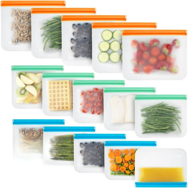 Bolsas reutilizables para congelador, respetuosas con el medio ambiente, 15 unidades, sin BPA