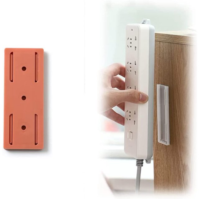 HUGFEGWE Self-Adhesive Desktop Socket Fixer, 2023 New Self Adhesive Power Strip Holder, Desktop mountable Plug-in Socket Fixer Bracket Stand, Cable Management Punch Free Surge Protector CJ25311-239