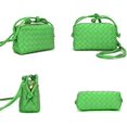 thumbnail image 2 of Parrot Green Hand-Woven Knotted Strap Crossbody Bag - PU Leather Mini Square Purse with 54cm Adjustable Shoulder Strap, Zipper Closure, Main & Inner Pockets, 20x7x13cm, 0.2kg, Soft Sticky Texture,, 2 of 6