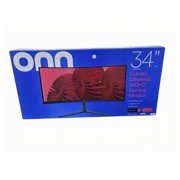 onn. 34 WQHD (3440 x 1440p) 200Hz Bezel-Less Gaming Monitor, Curved 1500R, 1ms, with 1.85m HDMI & DP Cable, SPK, Black