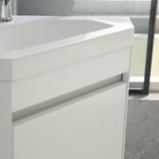 Wonline 16 Corner Bathroom Vanity Floating Style Wall Mount Bathroom Vanity with Sink and Faucet for Small Bathroom Combo, White