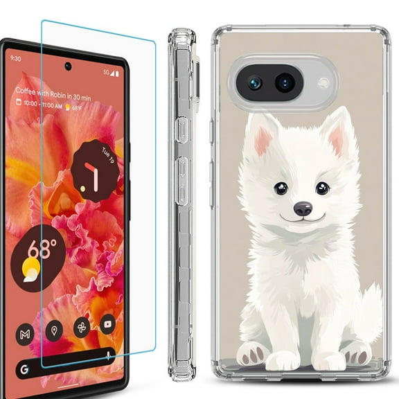 For Google Pixel 9a Phone Case Cover, Shockproof Bumper Case with Tempered Glass Screen Protector, by OneToughShield - Husky Joy