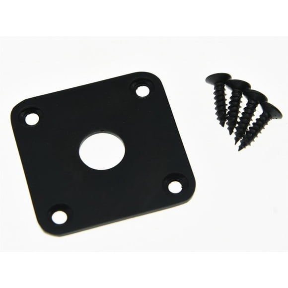 KAISH Black Flat Bottom Metal Jack Plate Flat Base Square Jackplate for Les Paul LP Guitars